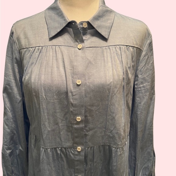 Eliza J NWT Long Sleeve Tiered Shirtdress size 10 - Picture 2 of 9